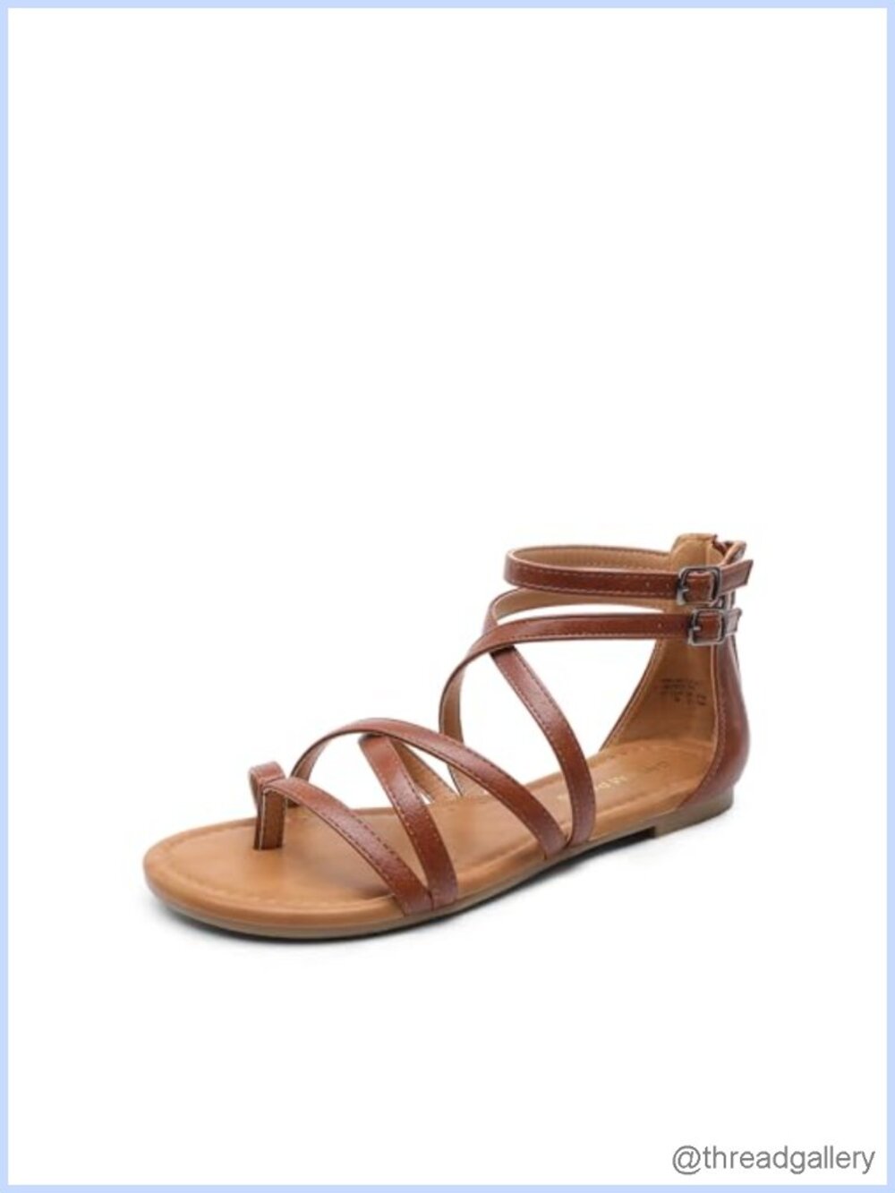 DREAM PAIRS Women's Strappy Gladiator Flat Sandals Faux Leather Zip Summer